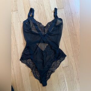 Nasty Gal Black Sheer Lace Bodysuit